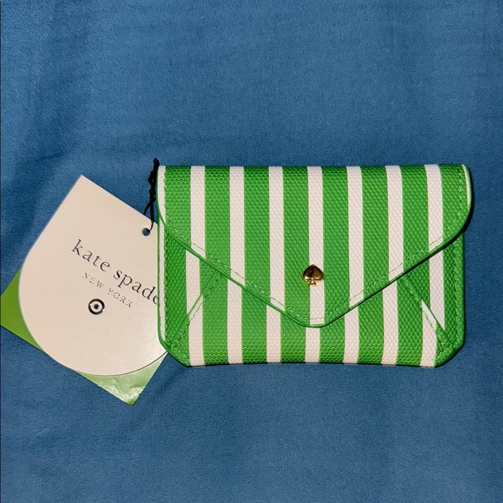 NWT Kate Spade x Target Green and White Striped Card Case